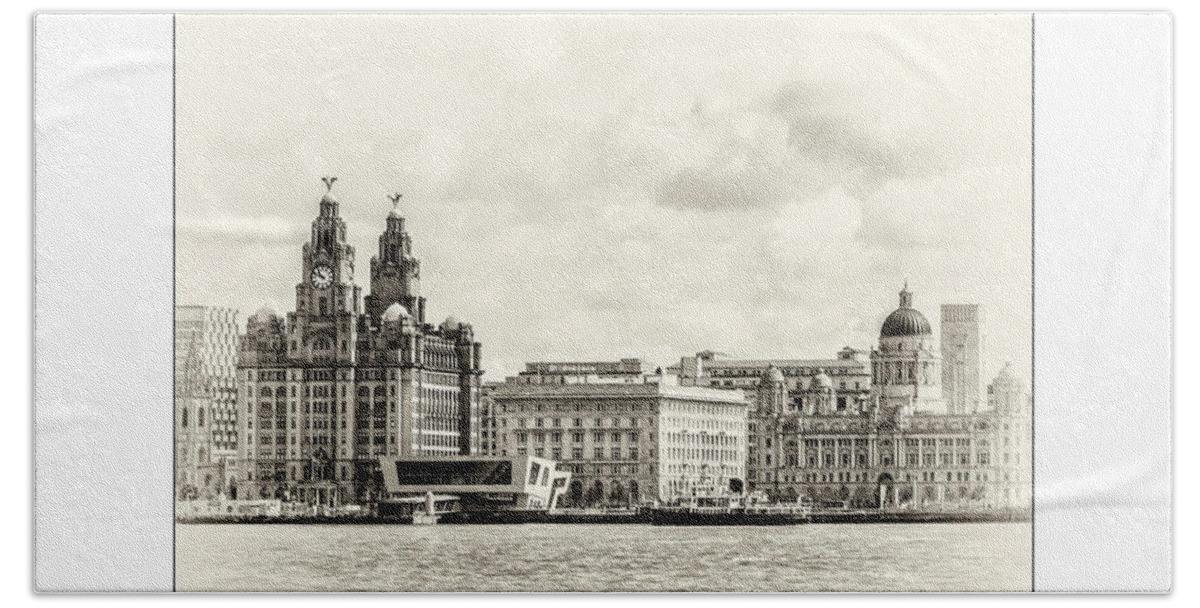 Liverpool Museum Hand Towel featuring the photograph Ferry at Liverpool terminal by Spikey Mouse Photography