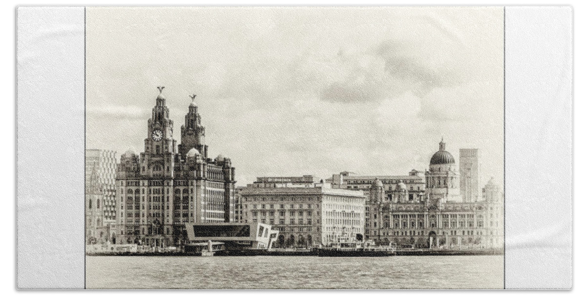 Liverpool Museum Bath Towel featuring the photograph Ferry at Liverpool terminal by Spikey Mouse Photography