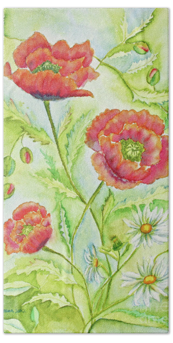 Flower Painting Hand Towel featuring the painting Field of Dreams by Kathryn Duncan