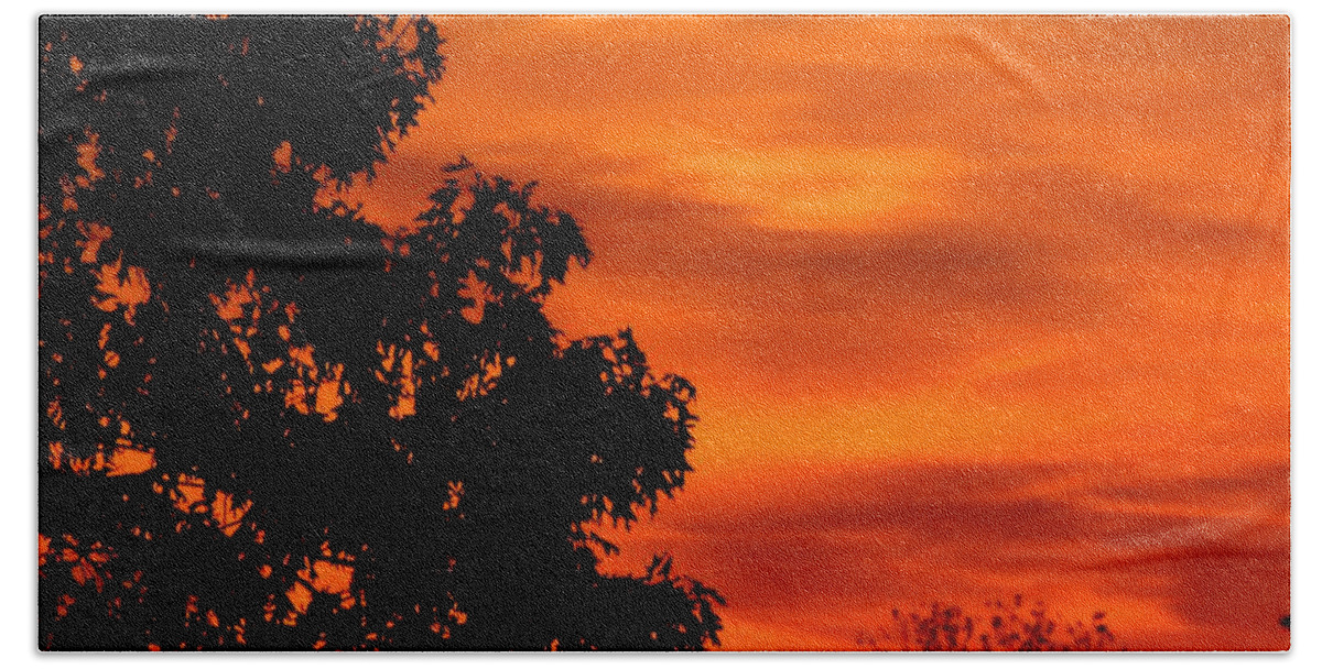 Sunset Bath Towel featuring the photograph Fiery Sunset by Deena Stoddard