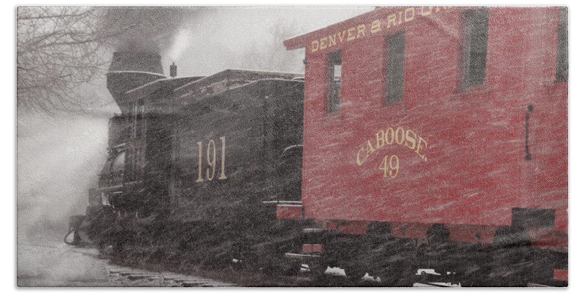 Steam Train Bath Sheet featuring the photograph Fighting through the Winter Storm by Ken Smith