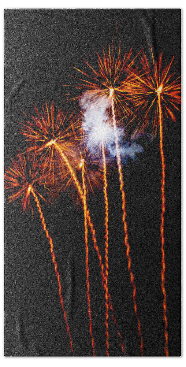 Fireworks Hand Towel featuring the photograph Fire Dandelion Bouquet by Weston Westmoreland
