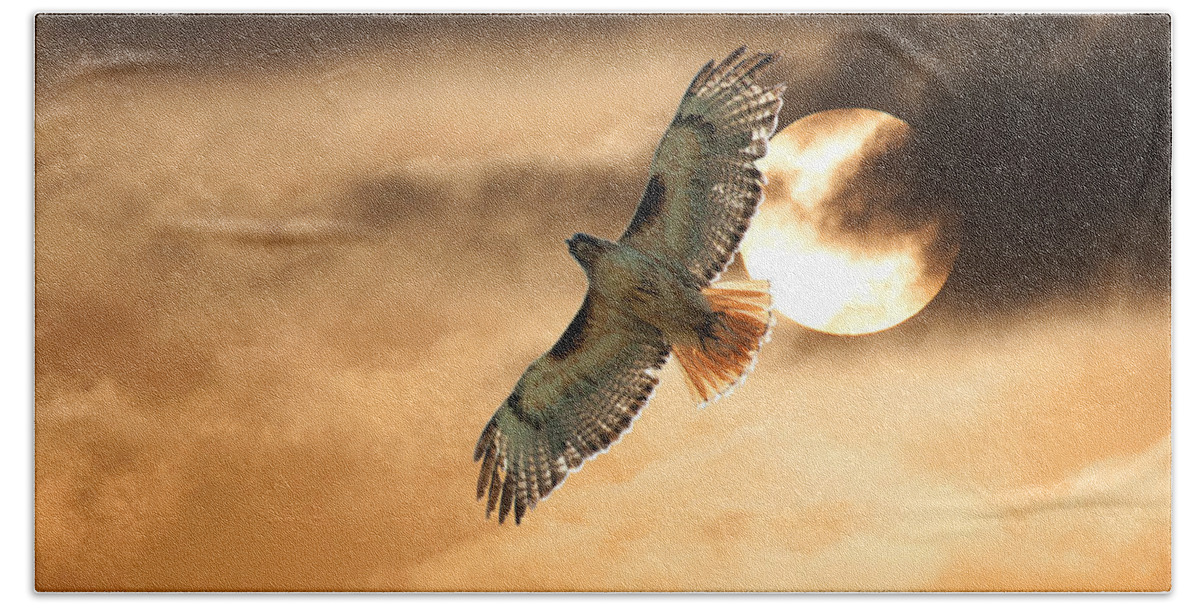 Raptor Photograph; Raptor Canvas Print Bath Towel featuring the photograph Firebird by Jim Garrison