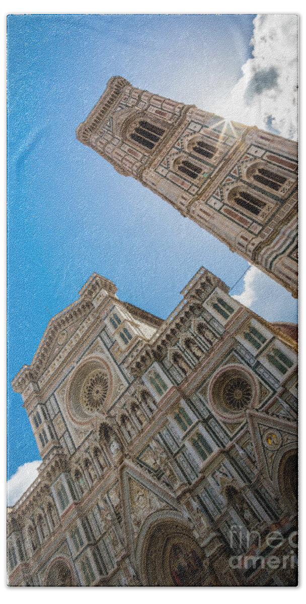 Christian Hand Towel featuring the photograph Firenze Duomo Sunburst by Inge Johnsson