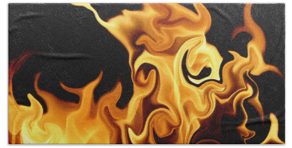 Fire Hand Towel featuring the digital art Fireplace Dance by Gary Olsen-Hasek
