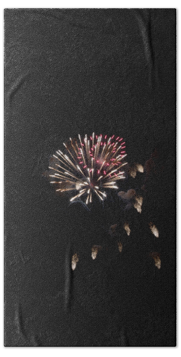 Fireworks Hand Towel featuring the photograph Fireworks at Night by Edward Hawkins II