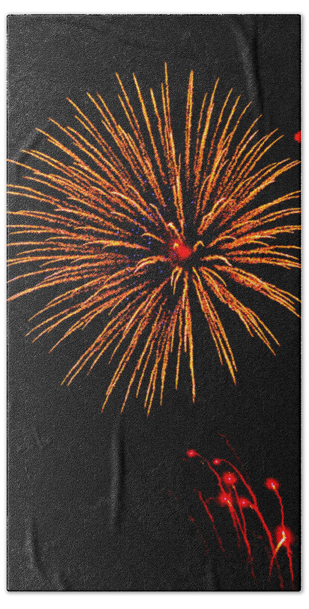 Fireworks Hand Towel featuring the photograph Fireworks by Greg Norrell