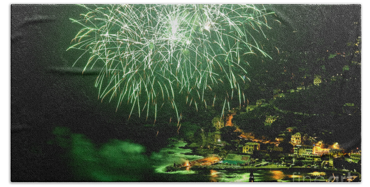 Background Bath Towel featuring the photograph Fireworks HDR by Antonio Scarpi