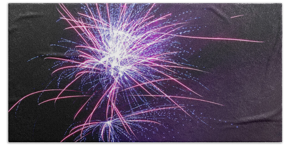 Party Hand Towel featuring the photograph Fireworks - Purple Haze by Scott Lyons