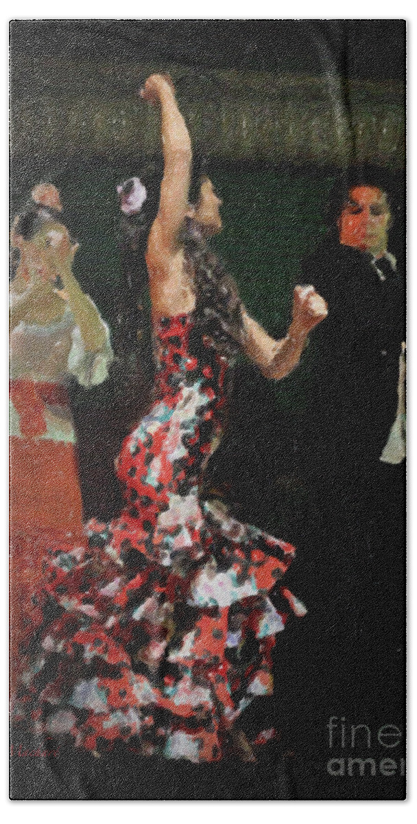 Flamenco Series #13 Bath Towel featuring the photograph Flamenco Series No 13 by Mary Machare
