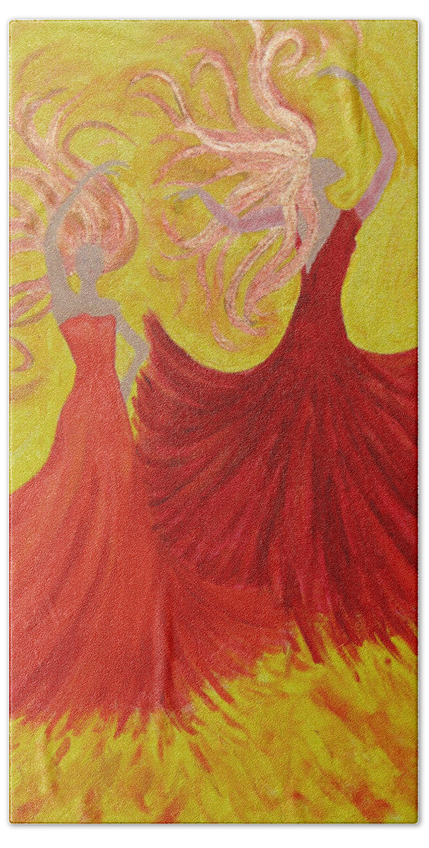 Flamenco Bath Towel featuring the painting Flamenco by Stephanie Grant