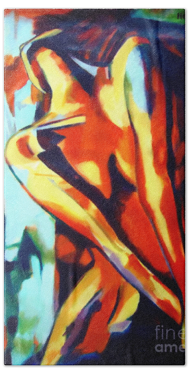 Contemporary Art Hand Towel featuring the painting Flames of needs by Helena Wierzbicki