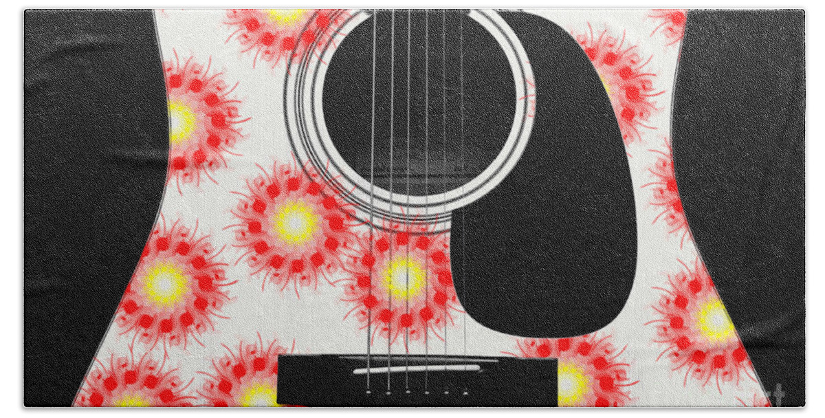 Abstract Hand Towel featuring the digital art Floral Abstract Guitar 21 by Andee Design