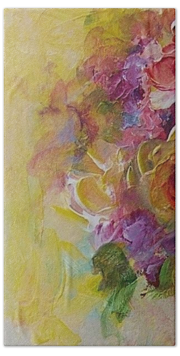 Floral Bath Towel featuring the painting Floral Still Life by Mary Wolf