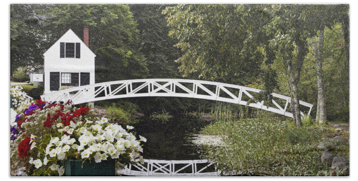 Maine Bath Towel featuring the photograph Flowers and Reflections by Karin Pinkham