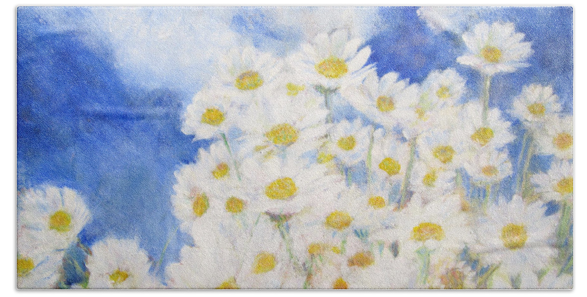Impressionism Bath Towel featuring the painting Daisies Daisies by Glenda Crigger