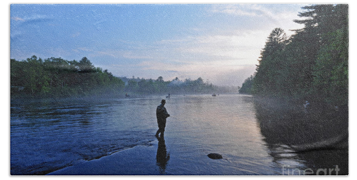 Fly Fishing Hand Towel featuring the photograph Flyfishing in Maine by Glenn Gordon