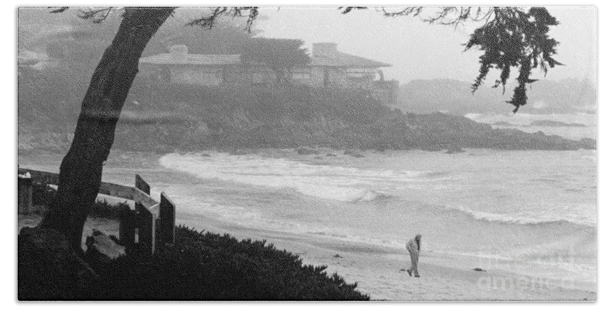 Carmel Hand Towel featuring the photograph Foggy Day on Carmel Beach by James B Toy