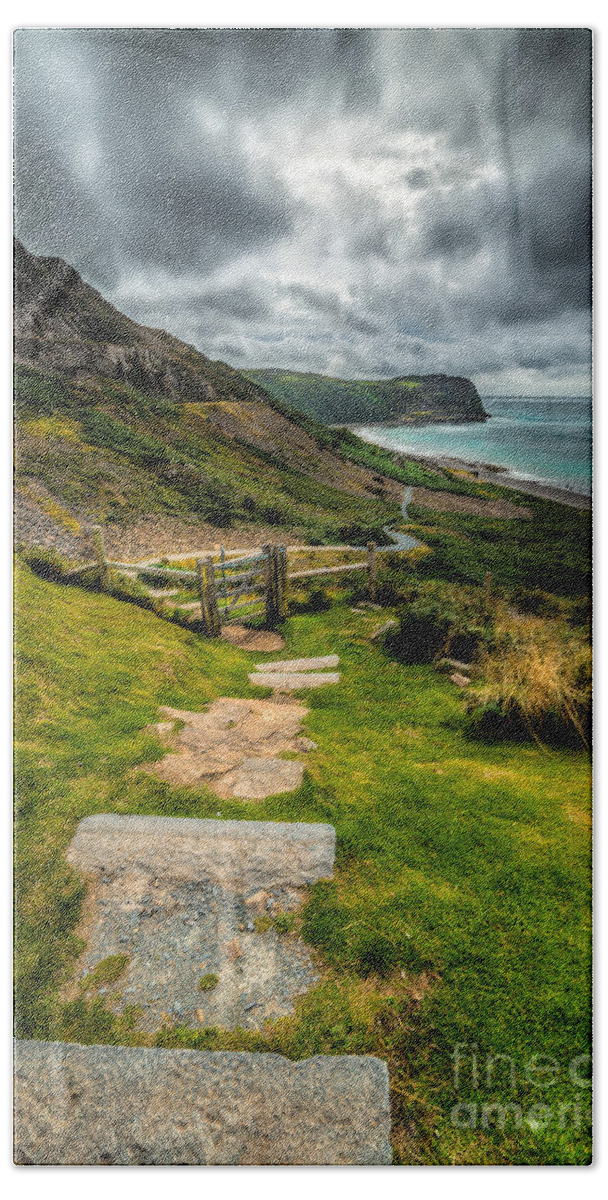 Llyn Peninsula Hand Towel featuring the photograph Follow The Path by Adrian Evans