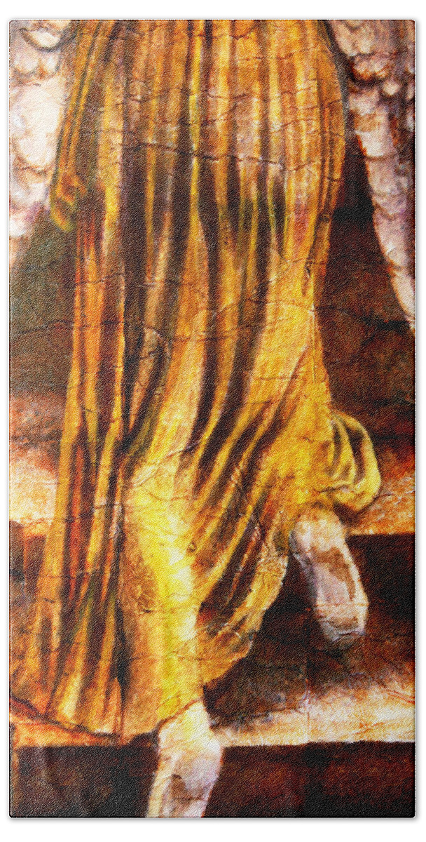 Giorgio Tuscani Bath Towel featuring the painting Following A Path Not Taken By Mortals by Giorgio Tuscani
