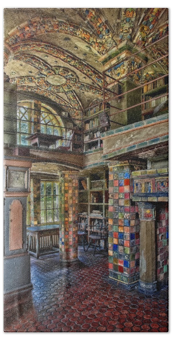Castle Hand Towel featuring the photograph Fonthill Castle Library Room by Susan Candelario