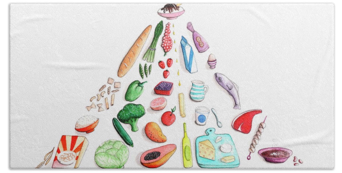 Animal Bath Towel featuring the photograph Foods Arranged In Pyramid by Ikon Ikon Images