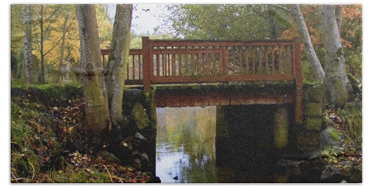 Park Bath Towel featuring the photograph Foot Bridge by Ron Roberts