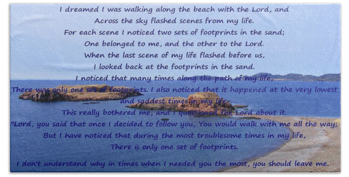 Footprints In The Sand 2 Hand Towel featuring the photograph Footprints in the Sand 2 by Barbara A Griffin