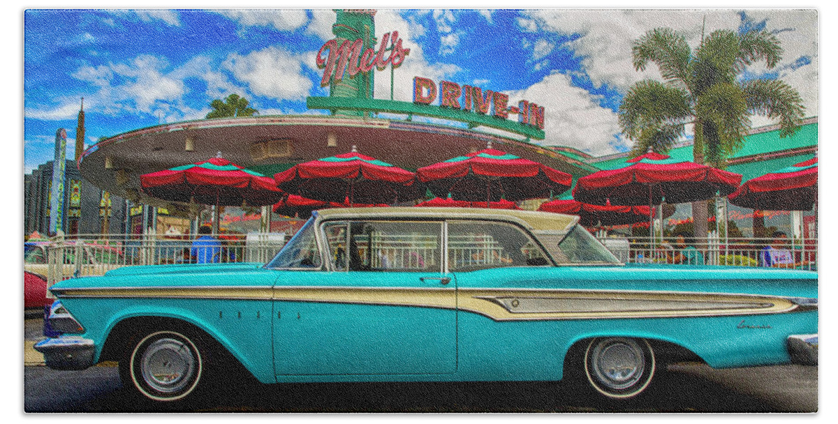 Universal Studios Hand Towel featuring the photograph Ford Edsel Classic by Bill and Linda Tiepelman