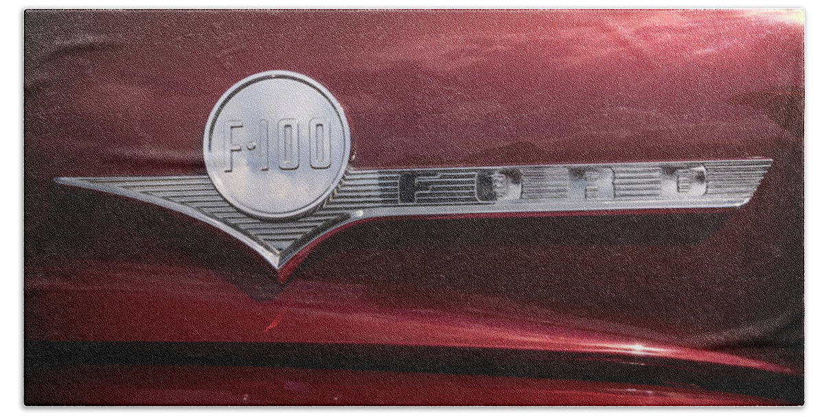 Ford F100 Logo Bath Towel featuring the photograph Ford F100 Logo by Arttography LLC