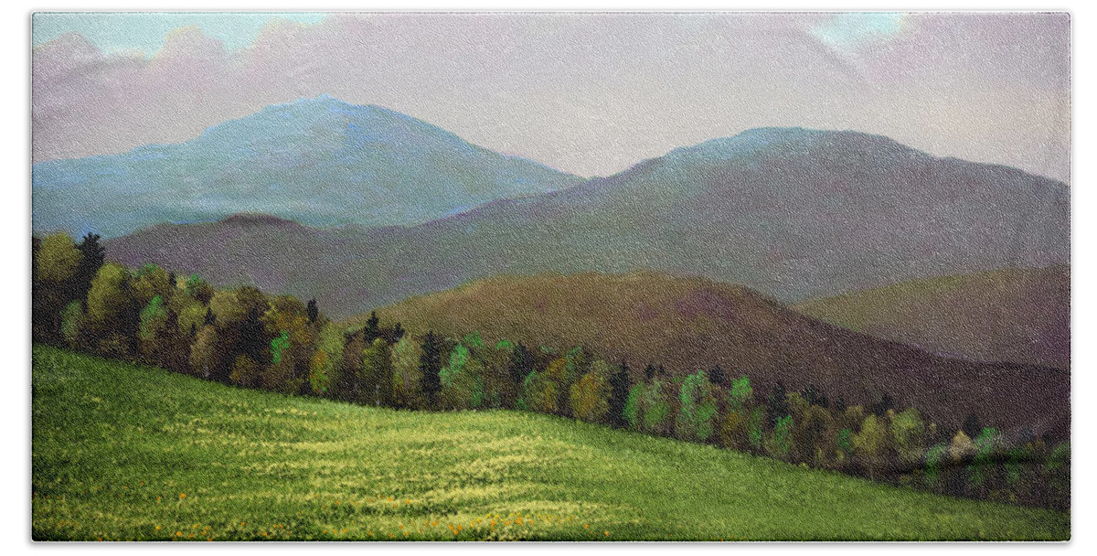 Spring Bath Towel featuring the painting Forest Edge In Spring by Frank Wilson