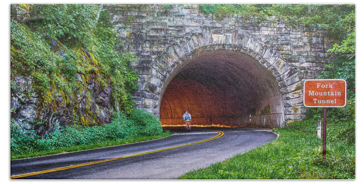 Blue Ridge Parkway Bath Towel featuring the photograph Fork Mountain Tunnel by John Haldane