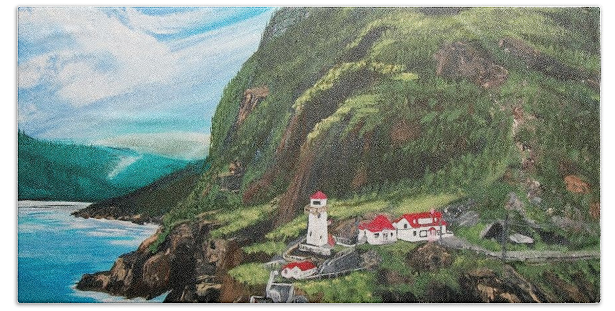 Military Hand Towel featuring the painting Fort Amherst Newfoundland by Sharon Duguay