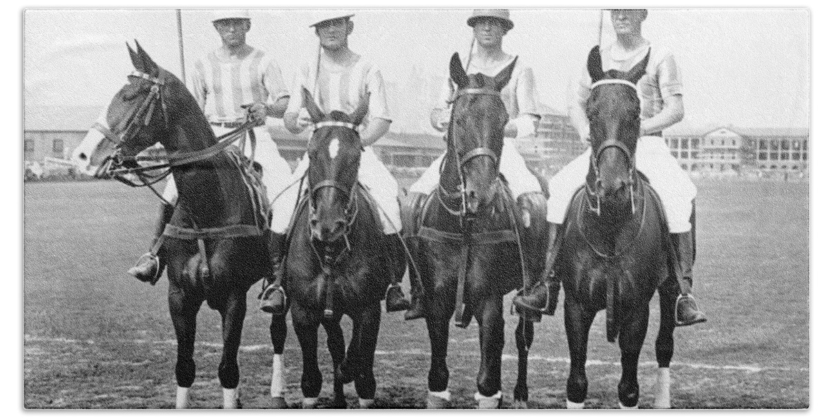 1920s Hand Towel featuring the photograph Fort Hamilton Polo Team by Underwood Archives