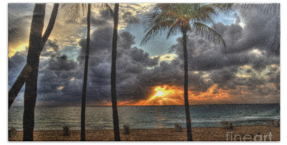 Fort Lauderdale Beach Hand Towel featuring the photograph Fort Lauderdale Beach Florida - Sunrise by Timothy Lowry