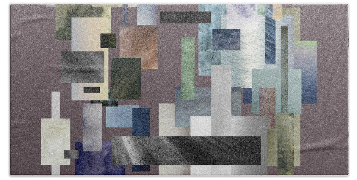 Gray Bath Towel featuring the painting Forty Nine Shades Of Gray II by Irina Sztukowski