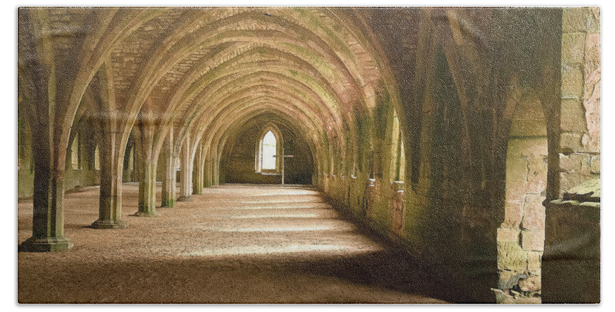 Travel Hand Towel featuring the photograph Fountain's Abbey Cellarium by Elvis Vaughn