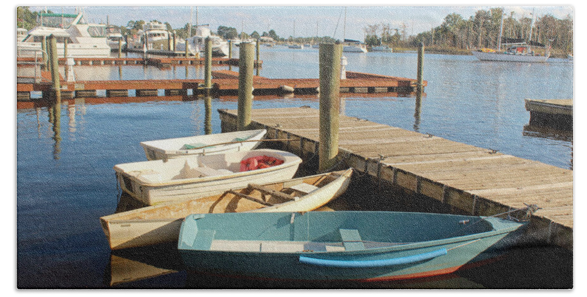 Boats Bath Towel featuring the photograph Four Boats by Cynthia Guinn
