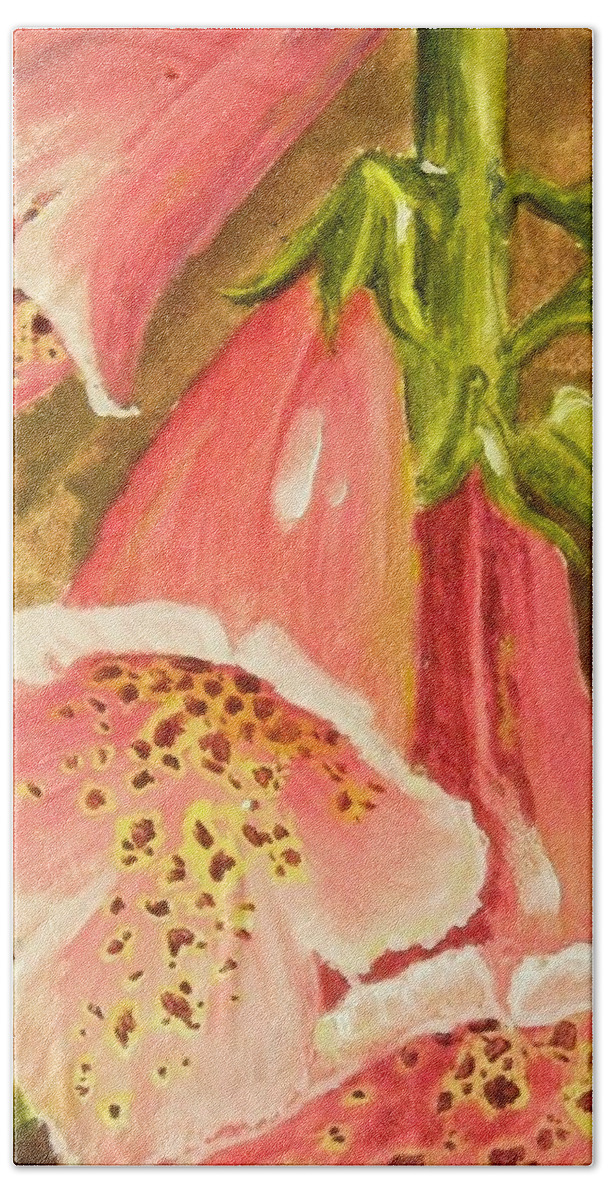 Flower Hand Towel featuring the painting Foxy Foxglove of Williamsburg by Nicole Angell