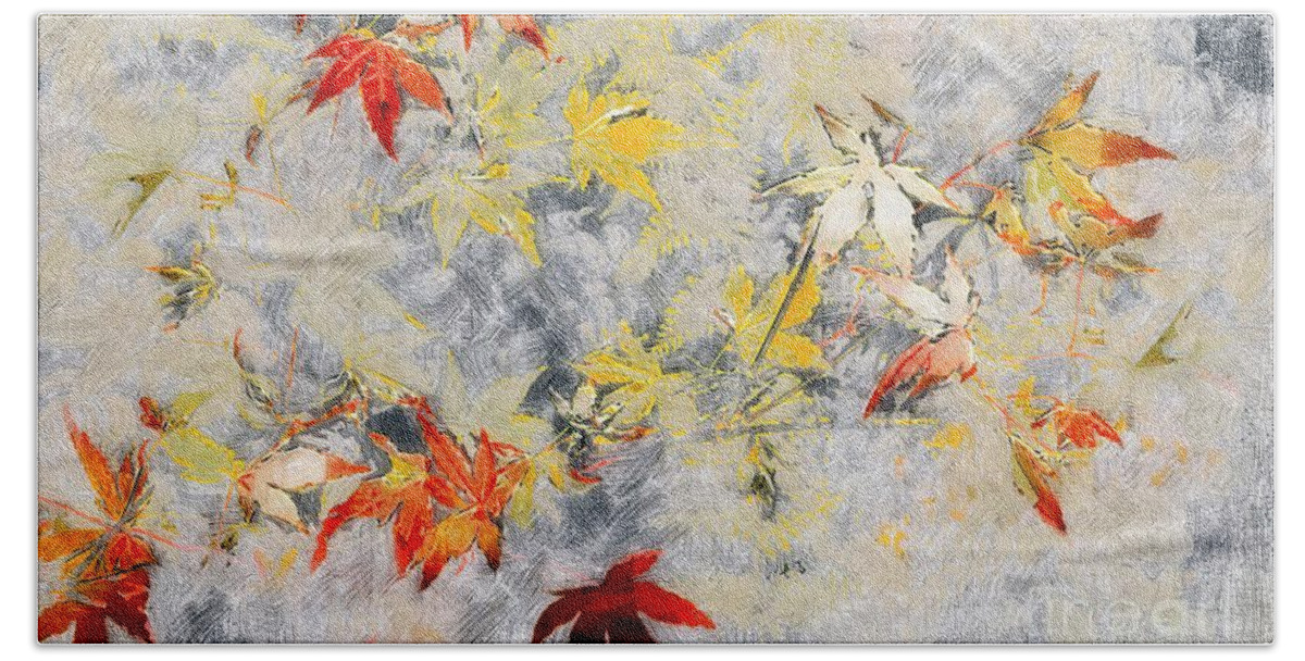 Ferns Bath Towel featuring the painting Fragments of Fall by RC DeWinter