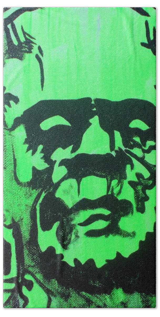 Frank Bath Towel featuring the painting Frankenstein by Marisela Mungia