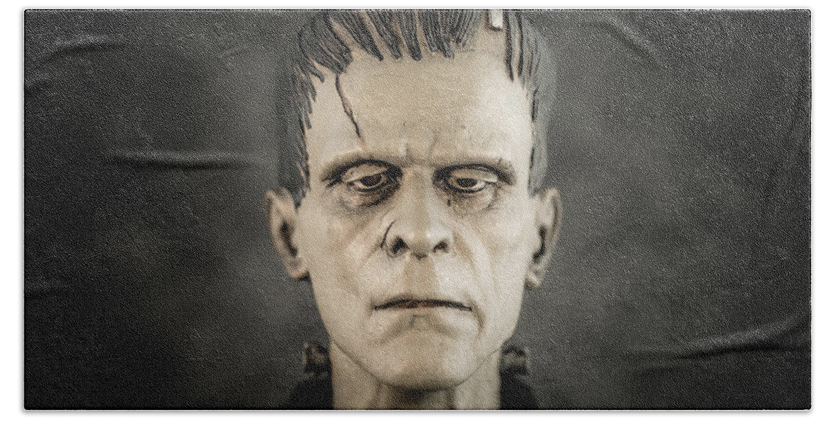 Frankenstein Hand Towel featuring the photograph Frankenstein's Monster - Boris Karloff by Marco Oliveira