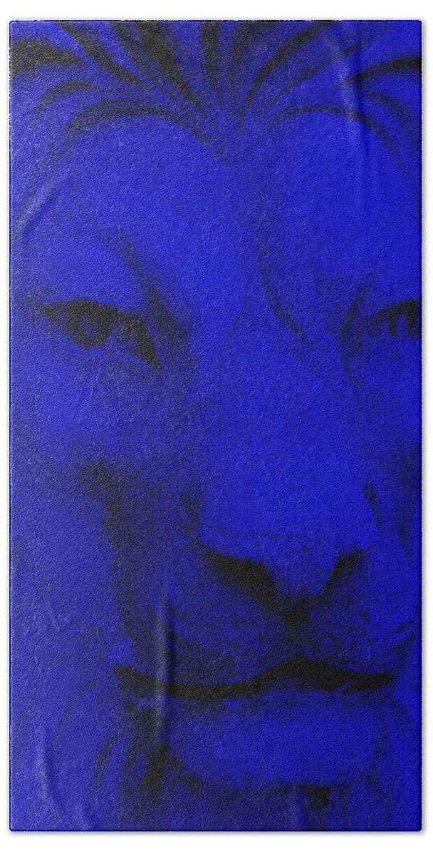 Lion Hand Towel featuring the photograph Frankie Lion Blue by Rob Hans