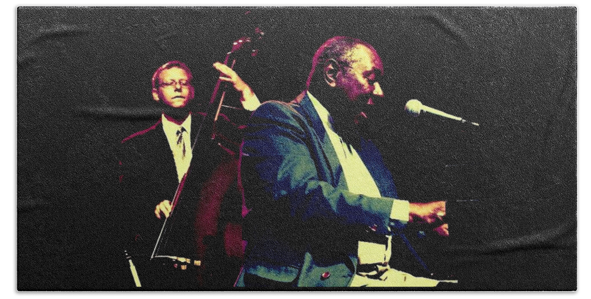 Music Hand Towel featuring the photograph Freddy Cole on Keys by Cleaster Cotton