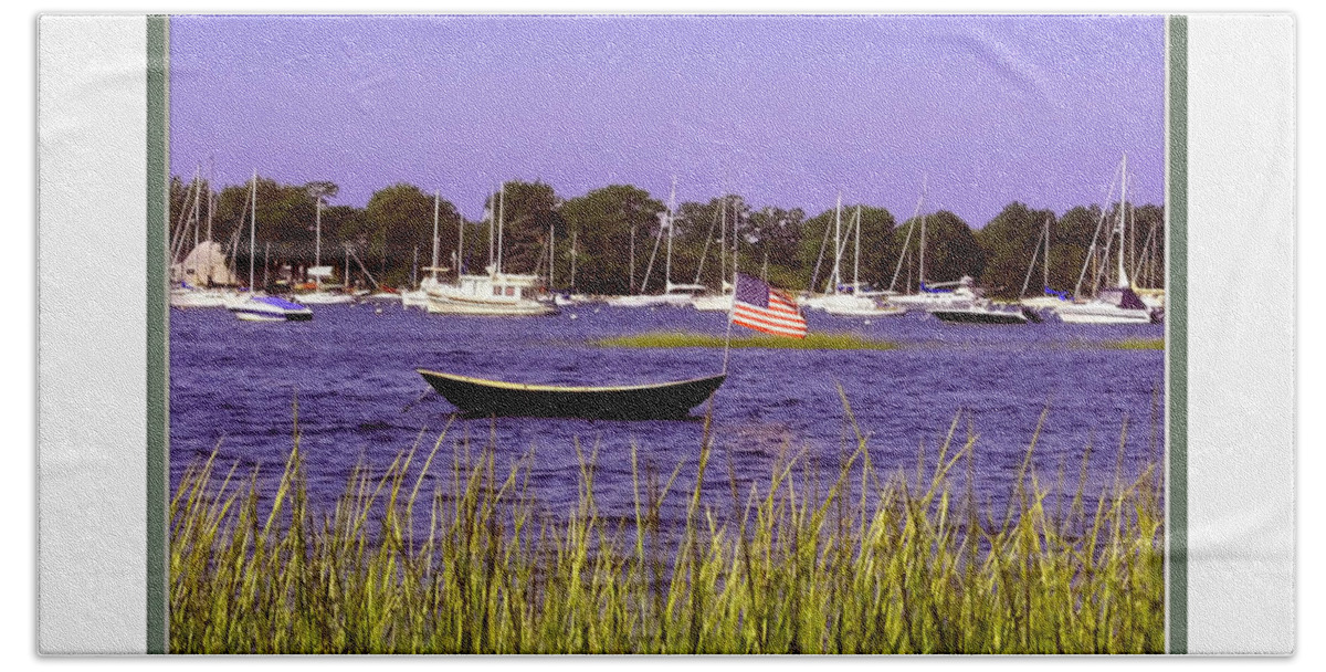 Oceans Hand Towel featuring the photograph Freedom Bristol Harbor RI by Tom Prendergast