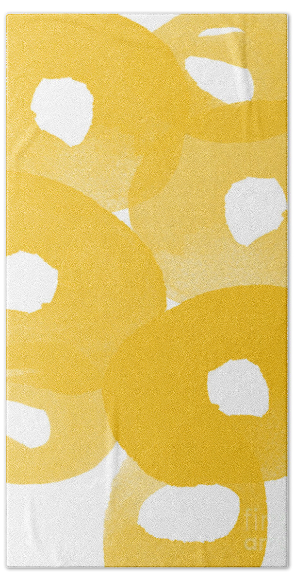 Abstract Flowers Hand Towel featuring the painting Freesia Splash by Linda Woods