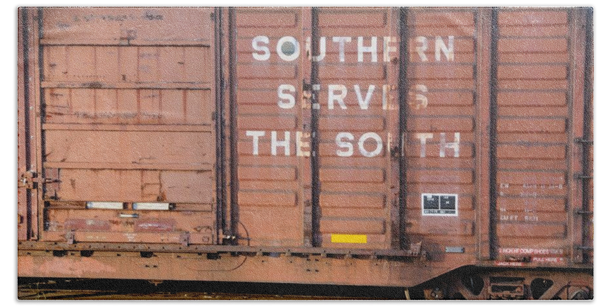 Freight Train Hand Towel featuring the photograph Freight Train-Southern serves the South by Bradford Martin
