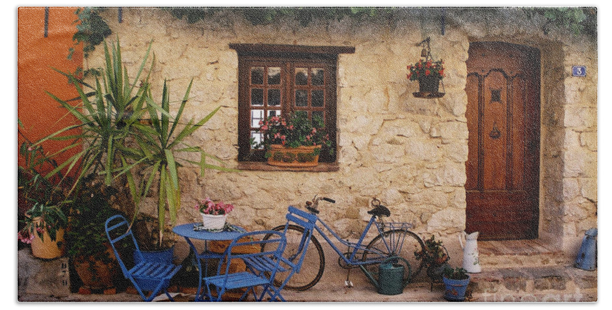 French Bath Towel featuring the photograph French Cottage by Holly C. Freeman
