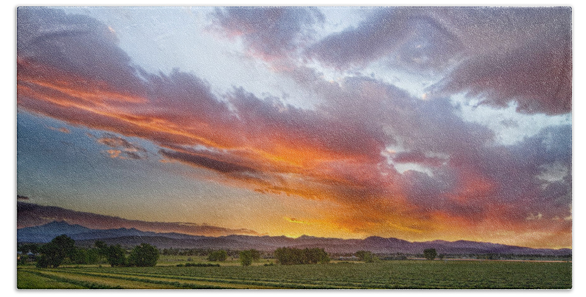 Farm Bath Towel featuring the photograph Fresh Cut Hay and Colorful Sky by James BO Insogna