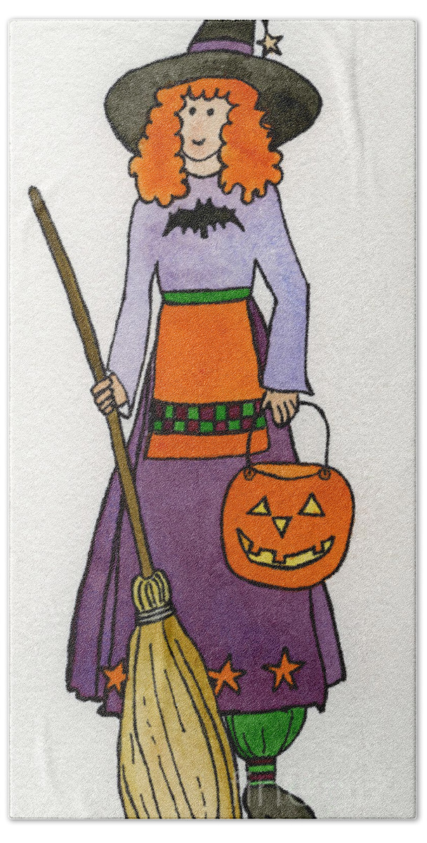 Friend Print Hand Towel featuring the painting Friendly Witch by Norma Appleton